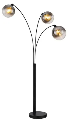 Produktbild von Stehleuchte, Metall, Schwarz-matt, Glas Rauchfarbe, H 200 cm