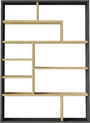 Produktbild von Bücherregal Rebecca Mobili Farako 123,5x90x22 Spanplatte Dunkelgrau Hellbraun Modern