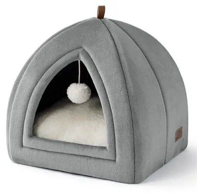 Produktbild von Katzenhaus Grau - Faltbares Katzenbett mit waschbaren Kissen