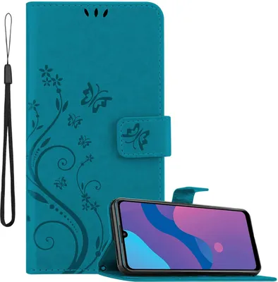Image de Cadorabo Housse pour Honor 9A en FLORAL BLEU Housse de protection au design floral avec fermeture magnétique, fonction stand et porte-cartes Flip Case Flower Cover Etui Handy Klapphülle Book Tasche