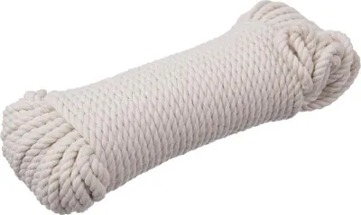 A coiled white rope on a white background.