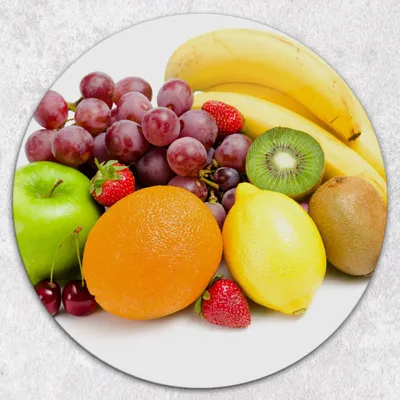 Produktbild von Glas-Herdabdeckplatten Glaskeramikkochfeld-Abdeckung Spritzschutz Glas Runden Schneidebrett fi40 cm - Bunte Früchte