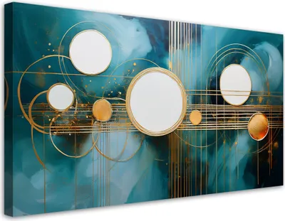 Produktbild von Leinwandbild Abstrakt Geometrisch Kreise Türkis 100x50 Feeby Türkis bild für die wand bereit zum aufhängen