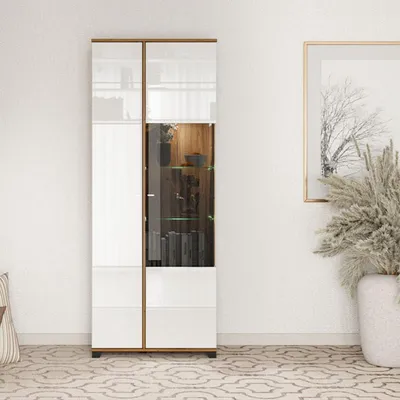 Immagine prodotto di Dmora Vetrina Arentino 79x40x201h cm Bianco, 8 Ripiani Apertura Battente