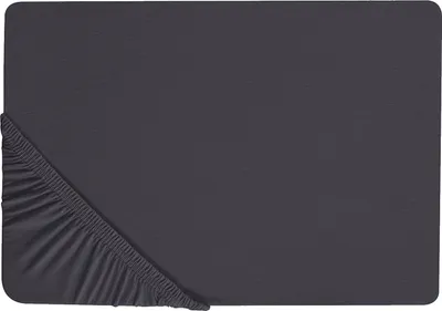 Produktbild von BELIANI Spannbettlaken Schwarz Baumwolle mit Gummizug 160 x 200 cm Betttuch für Klassische Hohe Matratze Atmungsaktiv Schlafzimmer Kinderzimmer