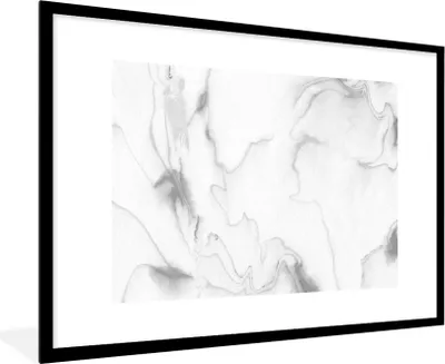 Produktbild von MuchoWow® Gerahmtes Poster Marmor - Grau - Weiß - Abstrakt - Marmoroptik 90x60 cm - Poster mit Schwarzem Bilderrahmen Wandposter Rahmen Foto Bilder - Wanddekoration - Fotos