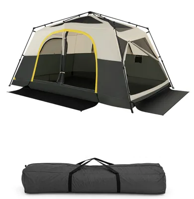 Produktbild von KOMFOTTEU Familienzelt wasserfest, Campingzelt für 10 Personen, Kuppelzelt mit Regendach, sonnenschutz, inkl. Tragetasche, 4 Windseile & 8 Heringe, Kabinenzelt für Camping & Hinterhof, 399x267x201cm