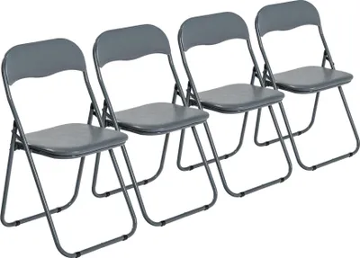 Produktbild von Gepolsterte Klappstühle von Harbour Housewares, Grau, 4 Stück