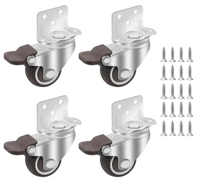 Imagen del producto de Ruedas giratorias con freno, de 38 mm, juego de 4 unidades, de goma, para muebles y carros