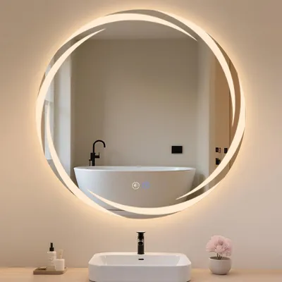 Image de Miroir de salle de bain ZMH avec éclairage Miroir de salle de bain rond 80 cm Miroir LED tactile à intensité variable Miroir rond anti-buée éclairé pour salle de bain
