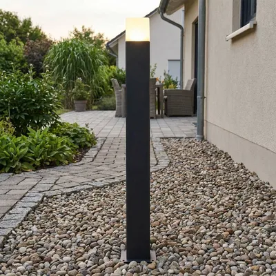 Produktbild von LED Pollerleuchte eckig 50 cm hoch IP44 3000 K warmweißes Licht 900 lm Schwarz Weiß Modern Wegeleuchte Gartenlampe Stehlampe außen