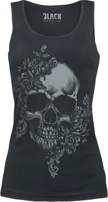 Produktbild von Black Premium by EMP Damen schwarzes Top mit Totenkopf-Print S