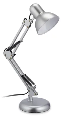 Retro-Bürolampe, verstellbarer Arm, E27, Silber