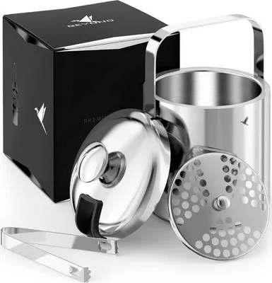 Produktbild von Famanu Eiswürfelform mit Deckel und Zange - 1,3 Liter, 100% BPA-frei, doppelwandig, Edelstahl