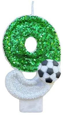 Image de Bougies d'anniversaire sur le thème du football, décorations pour gâteau d'anniversaire pour un enfant de 9 ans