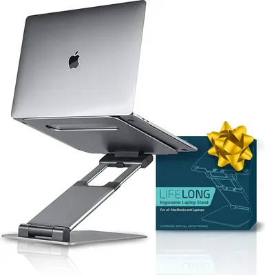 Image de Support ergonomique pour ordinateur portable Lifelong pour le bureau, hauteur réglable jusqu'à 20 pouces, ordinateur portable