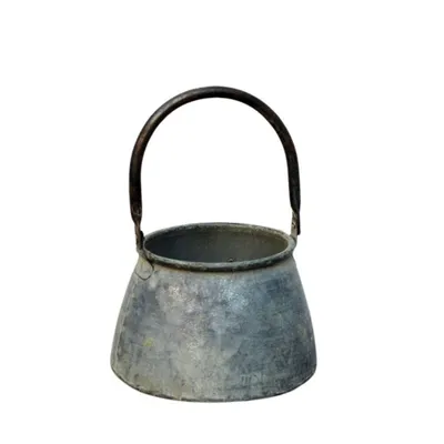 Produktbild von Pflanzschale aus Zink Metall mit Henkel, Shabby Antikstil, ca. 8,5 cm hoch, Ø 9,5 cm