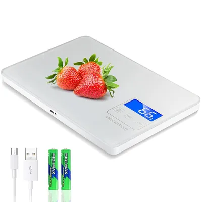 Produktbild von Digitale Küchenwaage 15 kg, Wiederaufladbar per USB, 1 g Präzision, LCD Display, Tara Funktion, Lebensmittelwaage für Küche