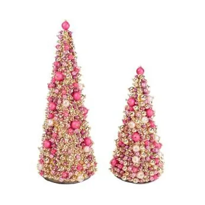 Produktbild von Goodwill Weihnachtsbaum Perlen Gold-Pink H 26 cm 2er Set