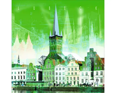 Produktbild von Glasbild Lübeck Petrikirche 50x50 cm