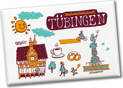 Produktbild von Tübingen Wimmelgrafik Souvenier Souvenir Magnet Rathaus und Neptunbrunnen