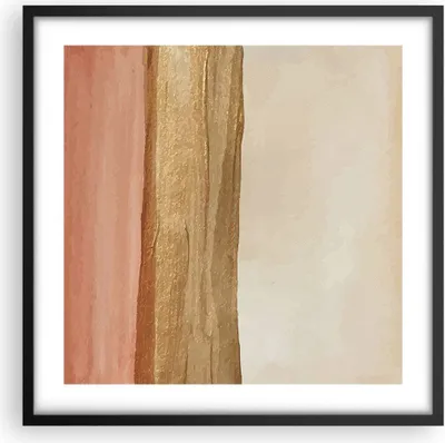Produktbild von Gerahmtes Poster - Schwarzer Rahmen - Gold Abstraktion Linien - 50x50 cm - Wand Bild - Wanddeko - Wandbilder - Kunstposter - Wandposter - Bilderrahmen - Bilder - Kunstdruck - P2BAC50x50-4739