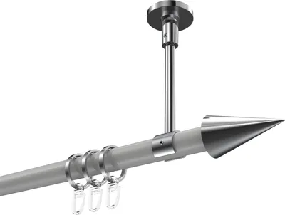 Produktbild von Interdeco Gardinenstange / Vorhangstange Weiß / Chrom, Typ Sonette Savio (Kegel) Deckenmontage, 20 mm Ø 1-läufig, 160 cm