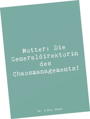 Produktbild von Mr. & Mrs. Panda Postkarte Spruch Mutter Chaosmanagerin - Meeresbrise - Geschenk, Familie, einzelkarte, Geburtstag, Ansichtskarten, Grußkarte, Ansichtskarte, Verwandte