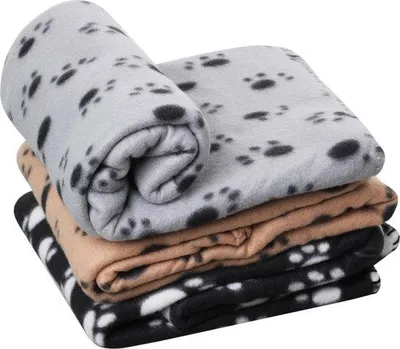 Produktbild von Famanu Fleecedecken Set XL für Haustiere - Beige, Grau und Schwarz - 144 cm x 96 cm