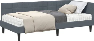 Image de vidaXL Cadre de lit d'angle avec matelas avec tête de lit 2 pcs Gris velours