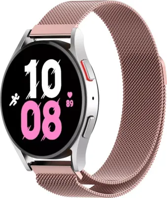 Produktbild von Strap-it Milanese Armband - Kompatibel mit Samsung Galaxy Watch 5 Armband 44mm Edelstahl Armband mit Magnetverschluss - Ersatzarmband - Hochwertiges Material - für Smartwatch 20mm Armband Rosa