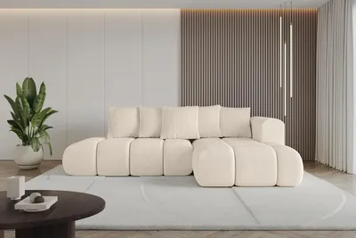 Produktbild von ALTDECOR Ecksofa mit Schlaffunktion und Bettkasten CLOUD-L-v1 280x185x90 Beige - Corner Sofa Bett Eckcouch Couch L-Form Schlafcouch Ausziehbar Wohnlandschaft Schlafsofa Cauchsofa