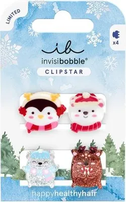 Immagine prodotto di Clipstar Cozy Snowy Friends - Fermagli per capelli per bambini, 4 pezzi