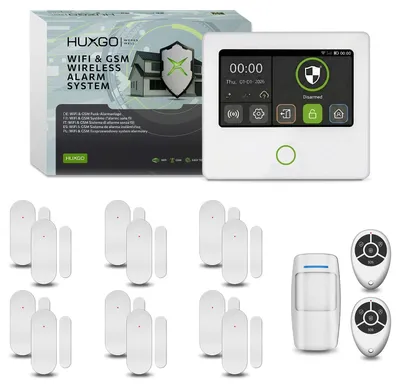 Produktbild von HUXGO Alarmanlage WLAN GSM 4G Set 1x Bewegungsmelder, 12x Türsensor App HXA502