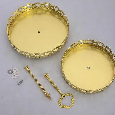 Produktbild von Goldene Obstschale mit 2 Ebenen - zur Aufbewahrung von Obst und Snacks - Metall