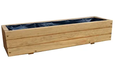 Produktbild von Blumenkasten Holz 90 cm lang – Balkon Pflanzkasten wetterfest & fertig montiert – Pflanzkübel Holz für Terrasse & Garten D6 Eiche