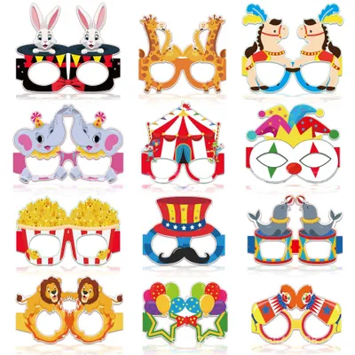 Produktbild von Minicee 12 Stück Clown Partybrillen Zirkus Kindergeburtstag