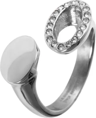 Produktbild von Akzent Damen-Ring aus Edelstahl, Similibesatz, silberfarben
