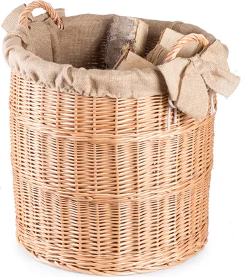Produktbild von JIPRO® Holzkorb aus Weide mit Jute Hita I. - Weidenkorb - Ø 50 x Höhe 50 (cm)
