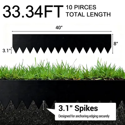 Image de Bordure de jardin en acier galvanisé - Bordure métallique pour parterres - 10 pièces, hauteur 20 cm, flexible, avec piquets - Noir