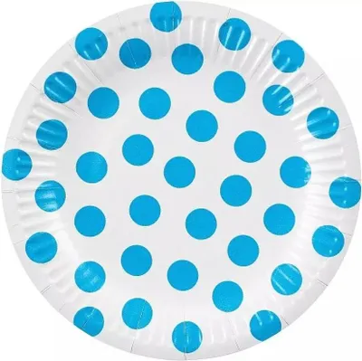 Obrázek produktu pro Modré papírové talíře Groszki 18 cm, 6 kusů