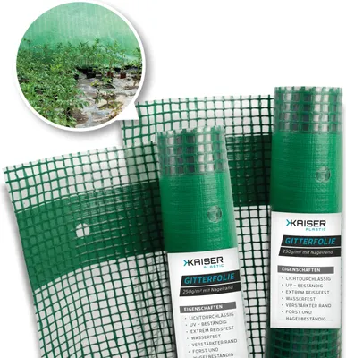 Produktbild von KAISER PLASTIC® Gitterfolie | 2 x 7 m | Gewächhausfolie, Gartenfolie, Frühbeetfolie | 250g/m² Xtra Strong