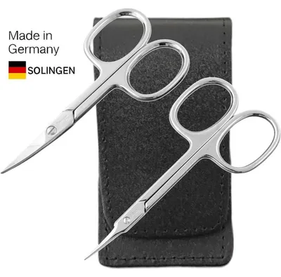 Produktbild von Solingen Nagelscheren Set 2-teilig – Nagelschere & Turmspitz-Schere mit Echtleder-Etui  Germany Schwarz