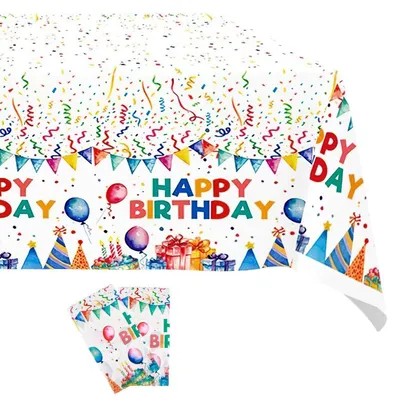 Produktbild von Tischdecke Kindergeburtstag 2 Stück Party Geburtstag Tischtuch Plastik 130 x 220 cm Weiß