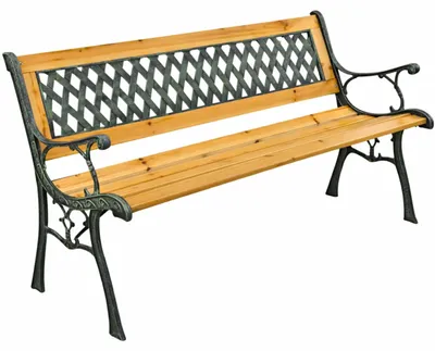 Produktbild von Holzgartenbank, Metallparkgartenbank mit Rückenlehne