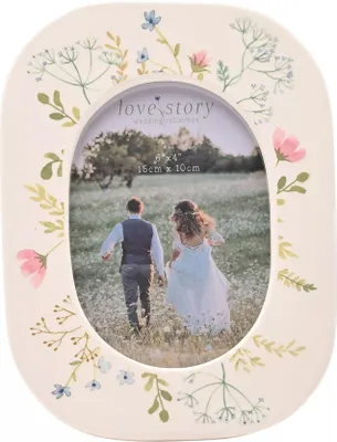 Produktbild von Celebrations - "Love Story" Oval Fotorahmen für ein Bild, Keramik WD3944 (Einheitsgröße) (Weiß)