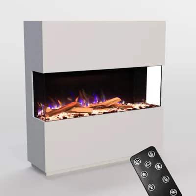 Produktbild von Glow Fire Elektrokamin 'PR16' in Weiss | LED Standkamin in weiß mit Heizung (1500 W) | HxBxT: 130x131x40cm