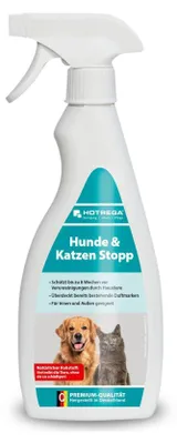 Produktbild von HOTREGA Hunde-Katzen Stopp Spray 500ml | geraniolbasiert & biologisch abbaubar | zuverlässiger Schutz vor Kratz- und Beißspuren | für Innen & Außen