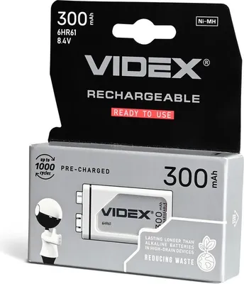 Image de Batterie Ni-MH VIDEX 6HR61 300mAh 1 pièce sous blister