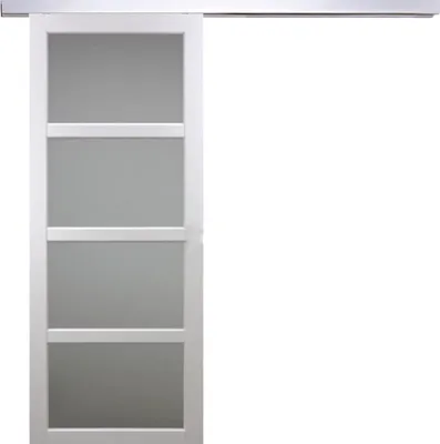 Immagine prodotto di Porta scorrevole Tana bianca con vetro H204 x L83 cm, binario in alluminio GD MENUISERIES